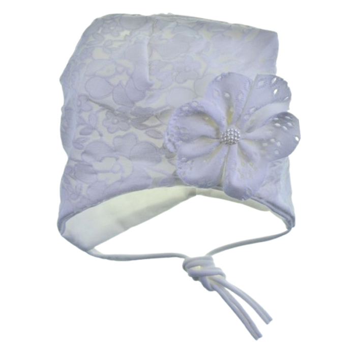 Caciula din dantela si bumbac, cu 2 straturi, pentru fete, Mini Junior, Mini Junior C1811A4-38, Alb [1]