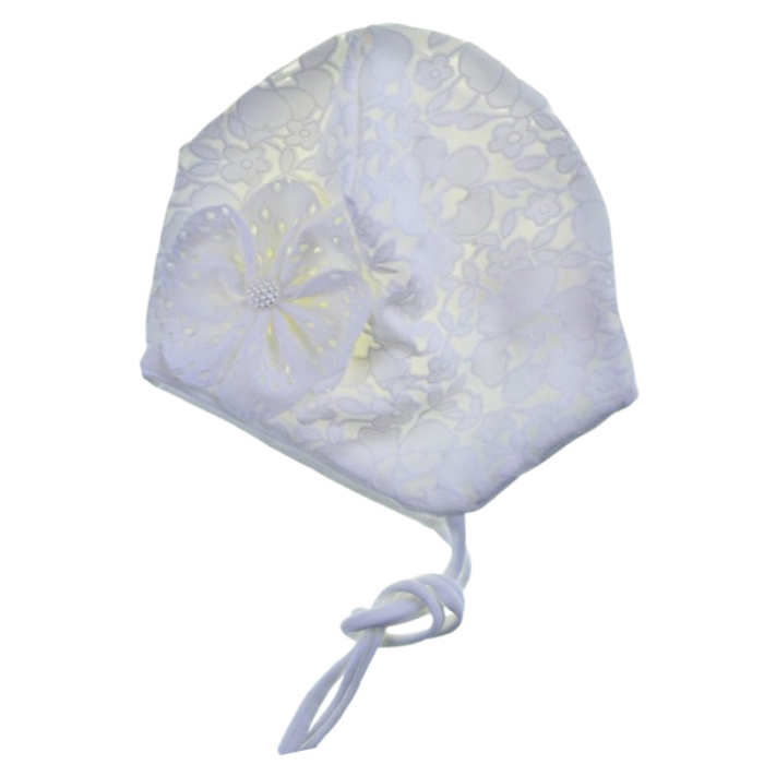 Caciula din dantela si bumbac, cu 2 straturi, pentru fete, Mini Junior, Mini Junior C1811A4-38, Alb [2]