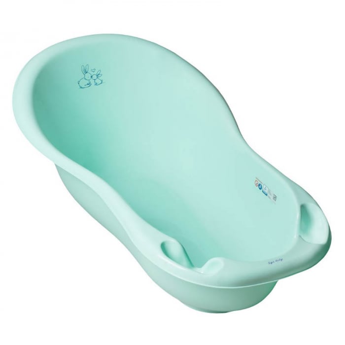 Cadita de baie din plastic cu scurgere 102 cm Little Bunnies Tega Baby DK-005-105, Turcoaz [1]
