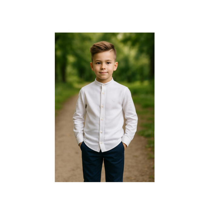 Camasa cu maneca lunga, cu guler ridicat, pentru copii, GT 0827-170, Alb [5]