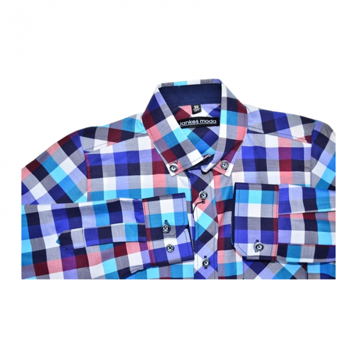 Camasa cu maneca lunga, in carouri,  pentru baieti, Jankes JKS010425-5, Multicolor [2]