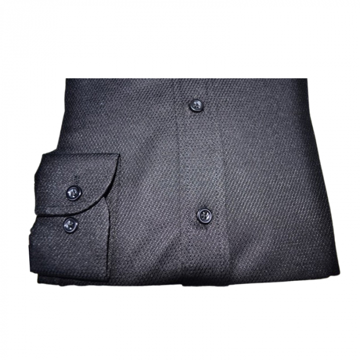 Camasa cu maneca lunga, slim, cu model tesut, pentru copii, LA Kids LKD1696-07, Negru [2]