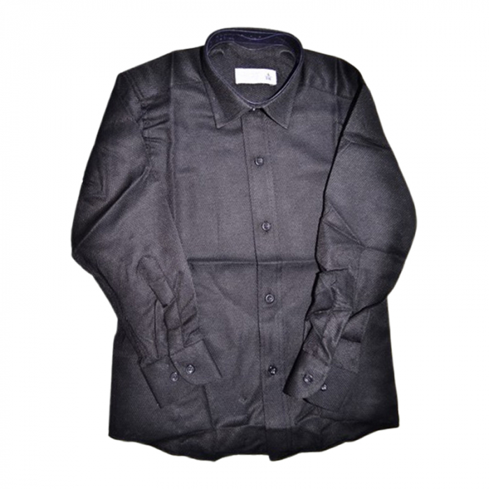 Camasa cu maneca lunga, slim, cu model tesut, pentru copii, LA Kids LKD1696-07, Negru [3]