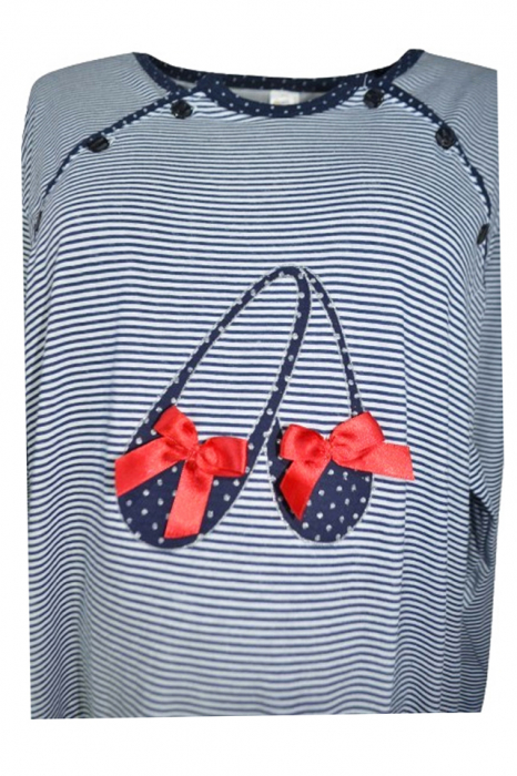 Camasa de noapte cu maneca lunga pentru alaptat 010992, Bleumarin [2]