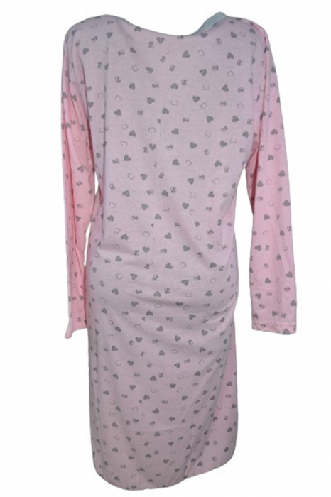 Camasa de noapte cu maneca lunga pentru alaptat 010992R, Roz [3]