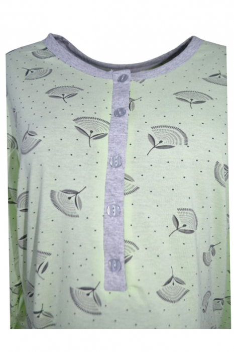 Camasa de noapte cu maneca lunga pentru alaptat 010992V, Verde [2]