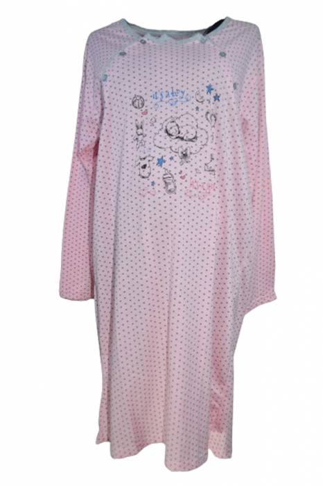 Camasa de noapte cu maneca lunga pentru alaptat 0511018C, Coral [2]