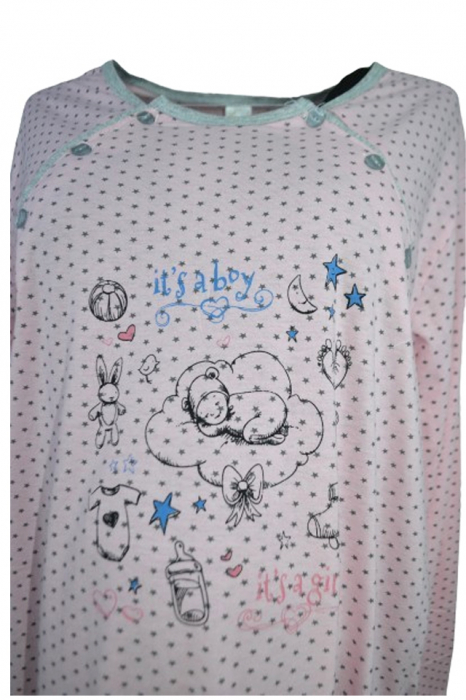 Camasa de noapte cu maneca lunga pentru alaptat 0511018C, Coral [3]