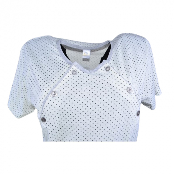 Camasa de noapte, cu maneca scurta, cu buline, pentru alaptat, Sevgi 3194A3, Alb [2]