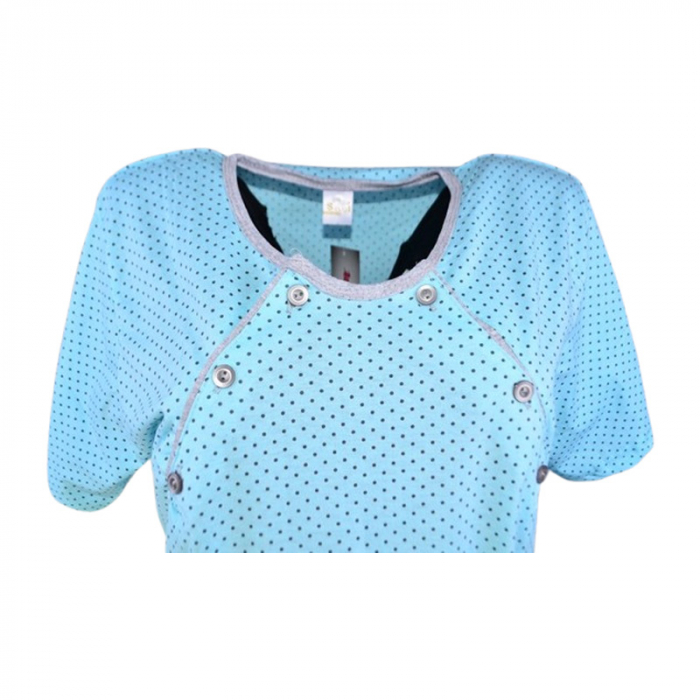 Camasa de noapte, cu maneca scurta, cu buline, pentru alaptat, Sevgi 3194A4, Albastru [3]