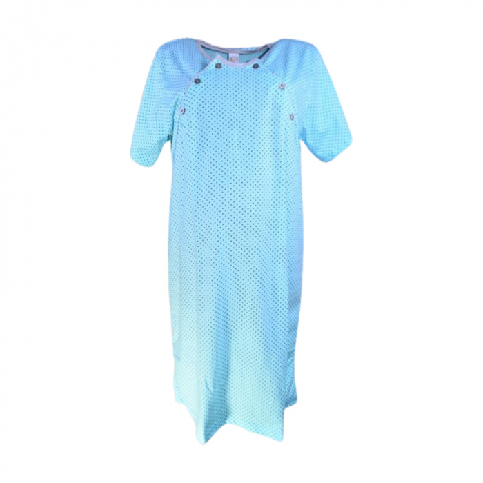 Camasa de noapte, cu maneca scurta, cu buline, pentru alaptat, Sevgi 3194A4, Albastru [2]