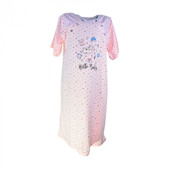 Camasa de noapte, cu maneca scurta, cu flori, pentru alaptat 3294C2, Coral [1]