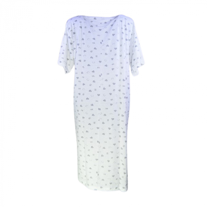 Camasa de noapte, cu maneca scurta, cu inimioare, pentru alaptat, Sevgi 3217A, Alb [3]