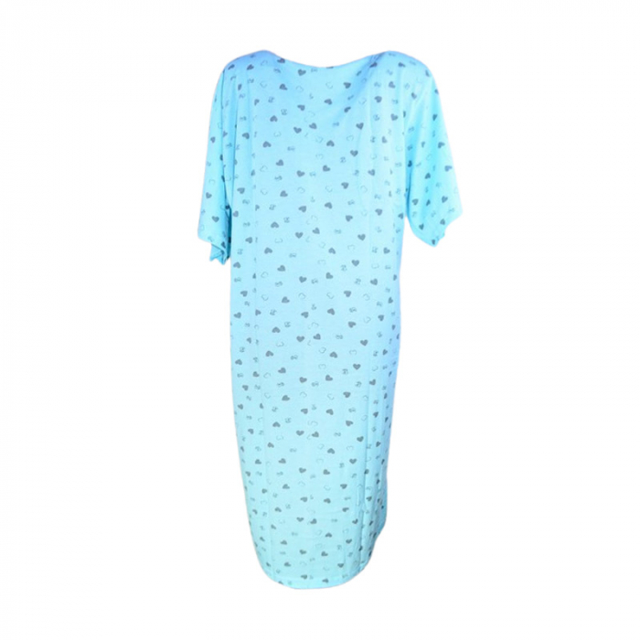 Camasa de noapte, cu maneca scurta, cu inimioare, pentru alaptat, Sevgi 3217A2, Albastru [3]