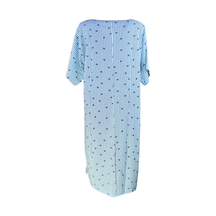 Camasa de noapte, cu maneca scurta, cu inimioare, pentru alaptat, Sevgi 3301A, Albastru [3]