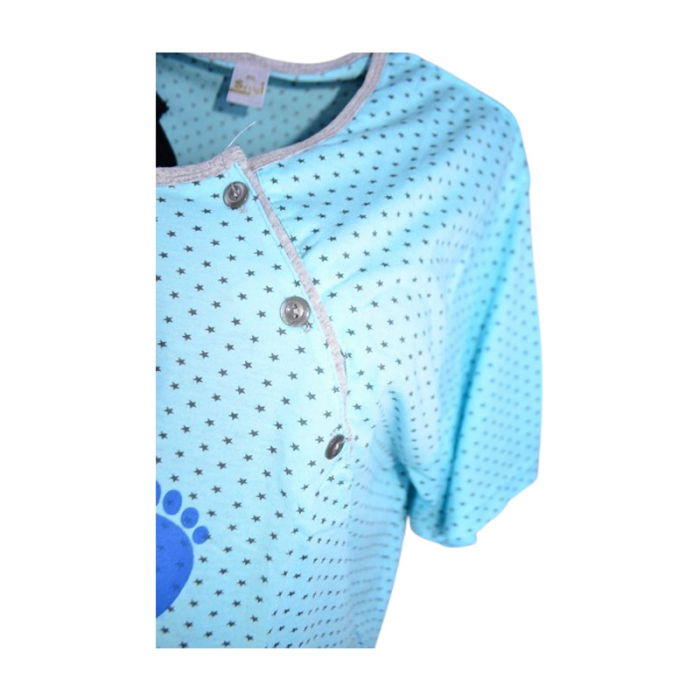 Camasa de noapte, cu maneca scurta, cu stelute, pentru alaptat, Sevgi 3200A, Albastru [3]