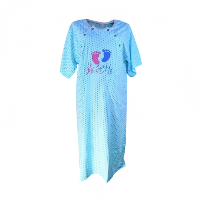 Camasa de noapte, cu maneca scurta, cu stelute, pentru alaptat, Sevgi 3200A, Albastru [1]