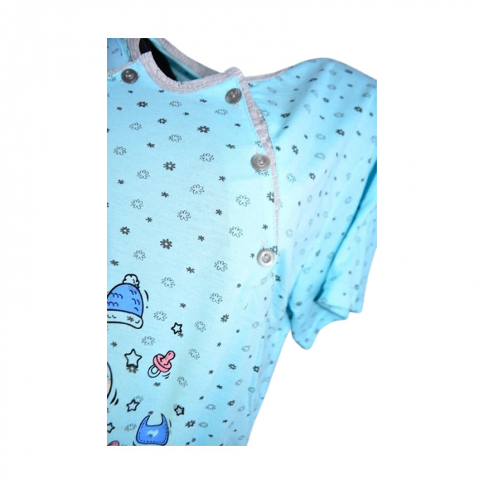 Camasa de noapte, cu maneca scurta, cu flori, pentru alaptat, Sevgi 3294A, Albastru [4]