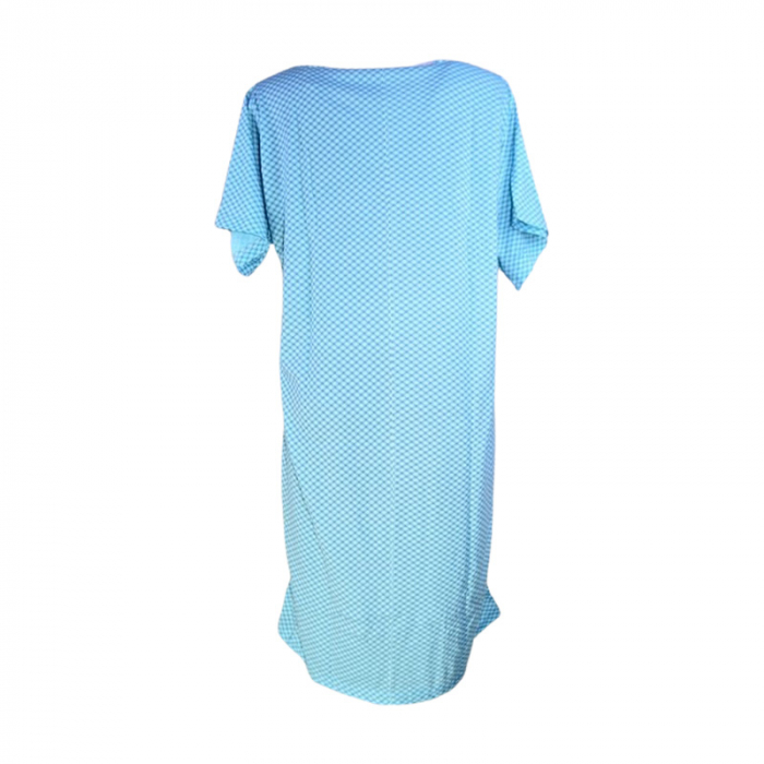 Camasa de noapte, cu maneca scurta, in carouri, pentru alaptat, Sevgi 3292A, Albastru [4]