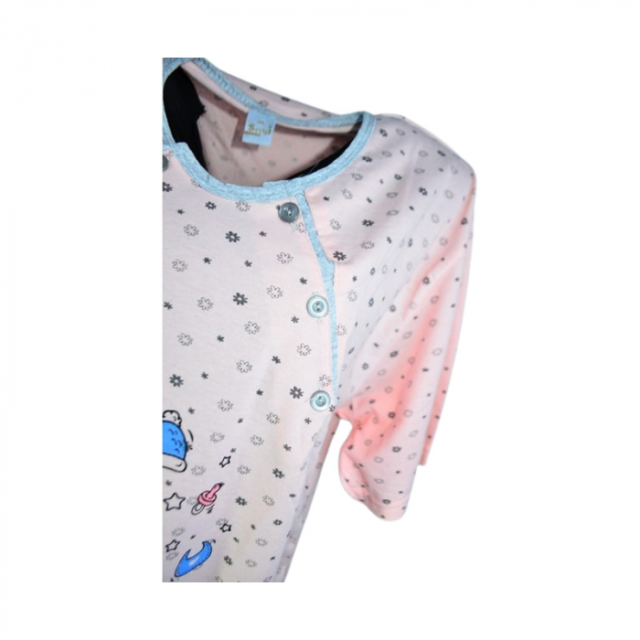Camasa de noapte, cu maneca scurta, in carouri, pentru alaptat, Sevgi 3292C, Coral [3]