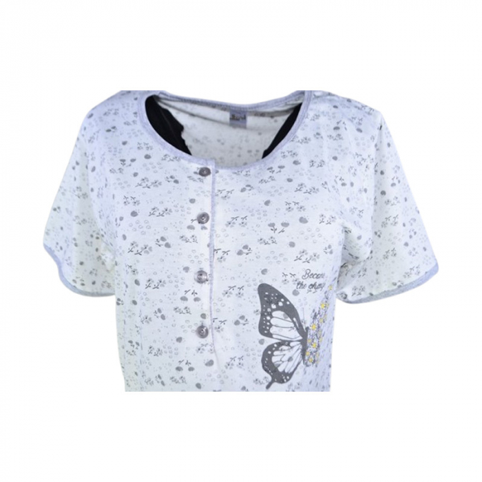 Camasa de noapte, cu maneca scurta, pentru alaptat, Sevgi 3295A, Alb [2]