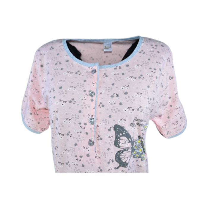 Camasa de noapte, cu maneca scurta, pentru alaptat, Sevgi 3295R, Roz [2]