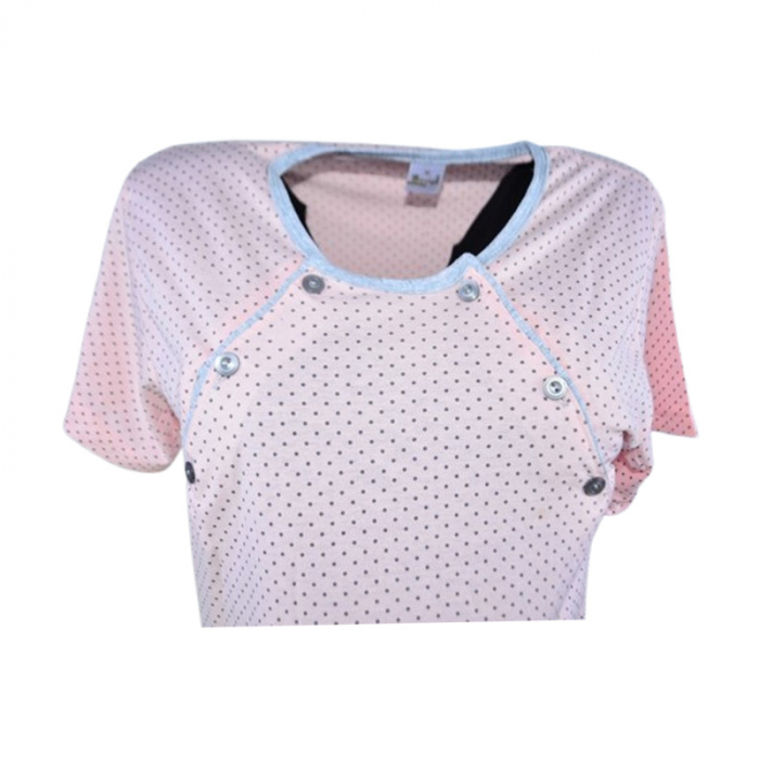 Camasa de noapte cu buline, pentru alaptat, cu halat Sevgi 617C, Coral [5]