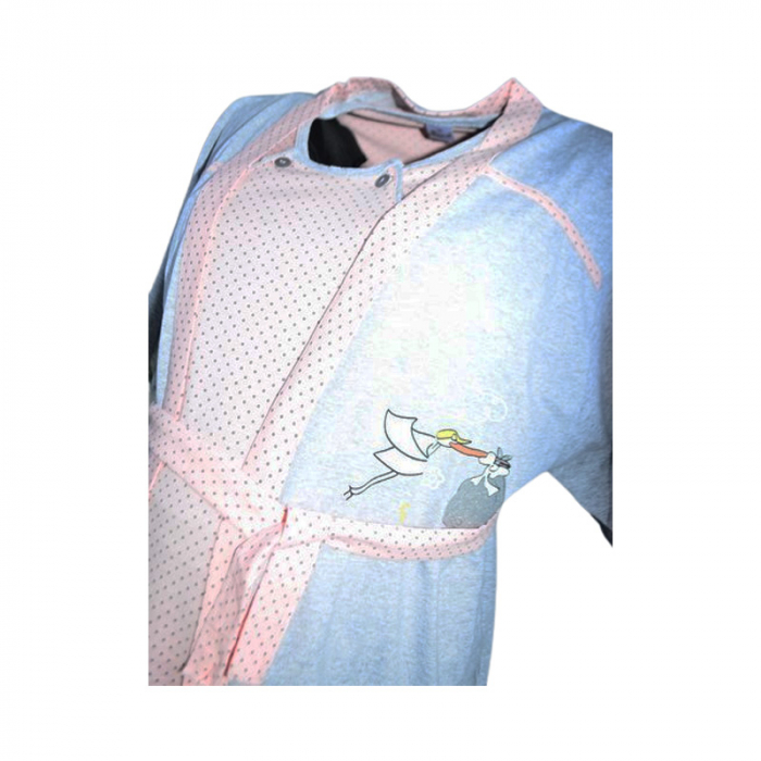 Camasa de noapte cu buline, pentru alaptat, cu halat Sevgi 617C, Coral [2]