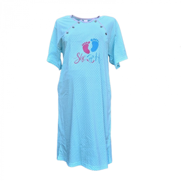 Camasa de noapte cu maneca scurta pentru alaptat Sevgi CAS-3200, Albastru [1]