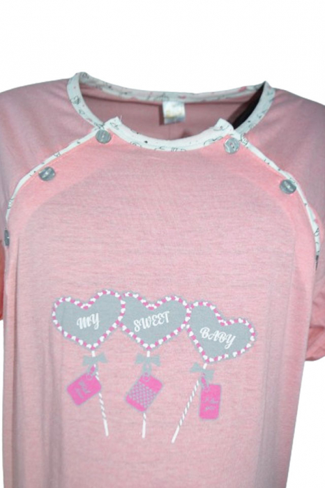 Camasa de noapte pentru alaptat si halat Sevgi 201223-20, Roz [6]