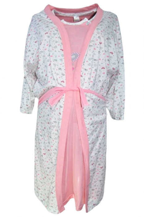 Camasa de noapte pentru alaptat si halat Sevgi 201223-20, Roz [2]