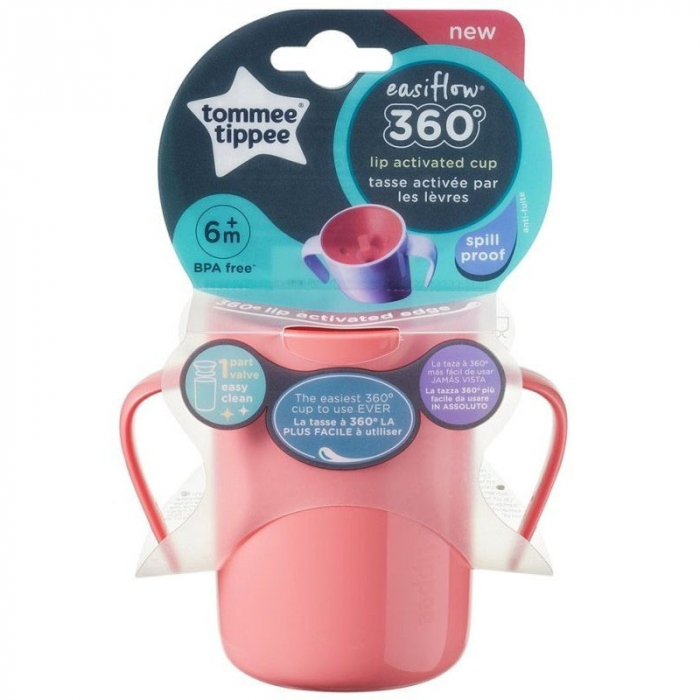 Cana 360 de grade anticurgere cu manere 200 ml 6 luni + Tommee Tippee Easiflow 472052, Roz [4]
