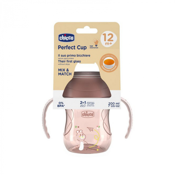 Cana anticurgere 360° cu manere, 200 ml Chicco Perfect Cup 180677, Roz [4]