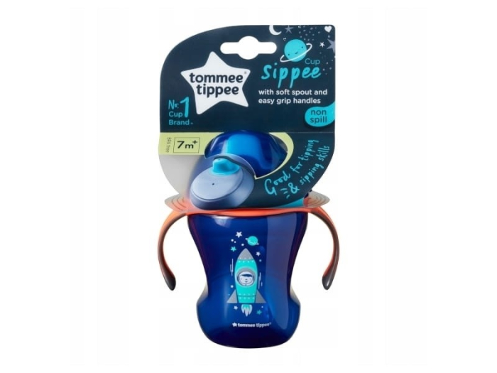 Biberon din polipropilena, anticurgere, cu cioc si manere, 230 ml, Tommee Tippee 471536, Albastru [2]