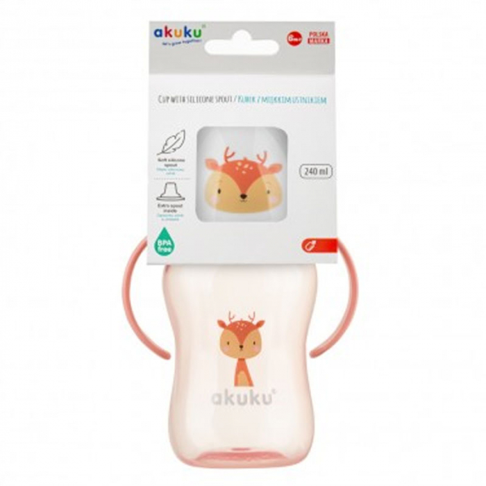 Cana cu cioc moale din silicon 240 ml Akuku A0221, Roz [3]