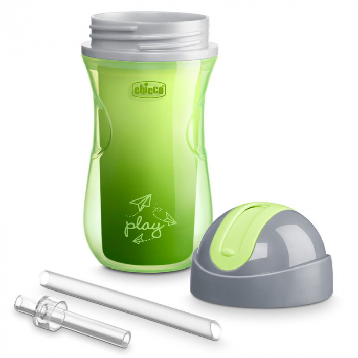 Cana cu cioc si pai 266 ml Chicco Sport Cup 070138, Verde [2]