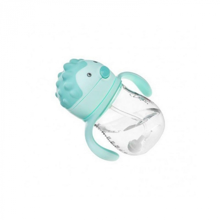 Cana cu pai din silicon si supapa mobila 250 ml 9 luni + Akuku A0033T, Turcoaz [2]