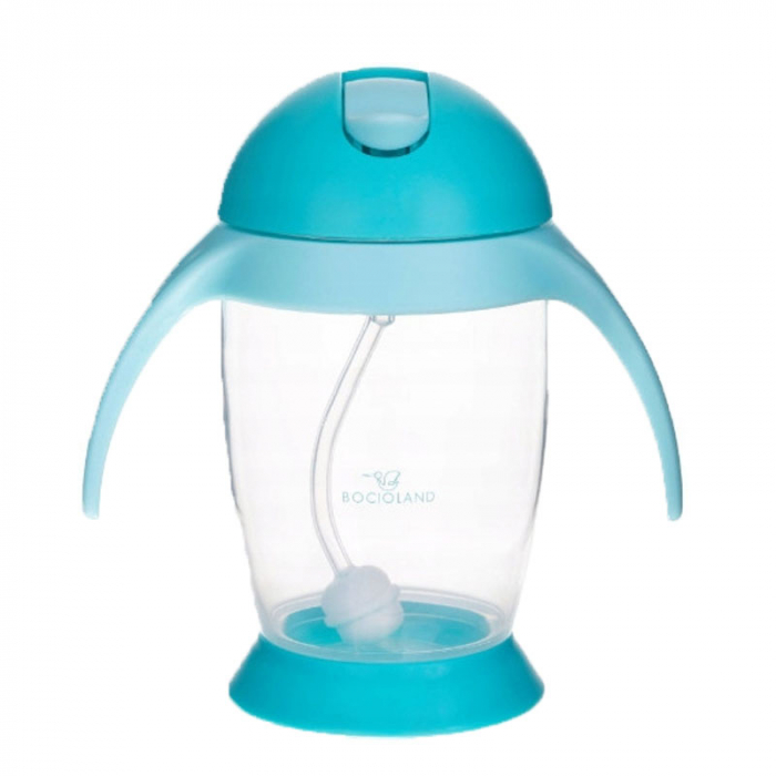 Cana cu pai din silicon si supapa mobila 300 ml 6 luni + Bocioland 175437, Turcoaz [2]