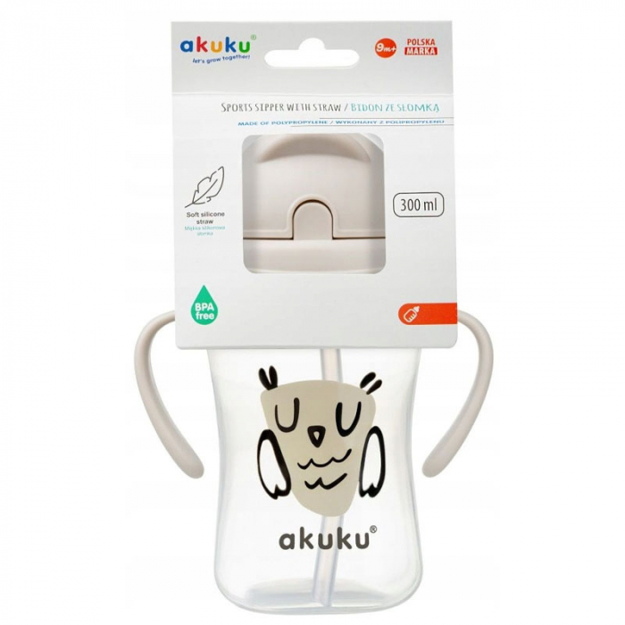 Cana cu pai din silicon 300 ml Akuku A0204, Bej [3]