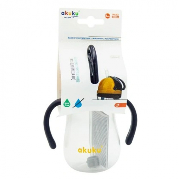 Cana cu pai din silicon si supapa mobila 280 ml Akuku A0165, Transparent [3]