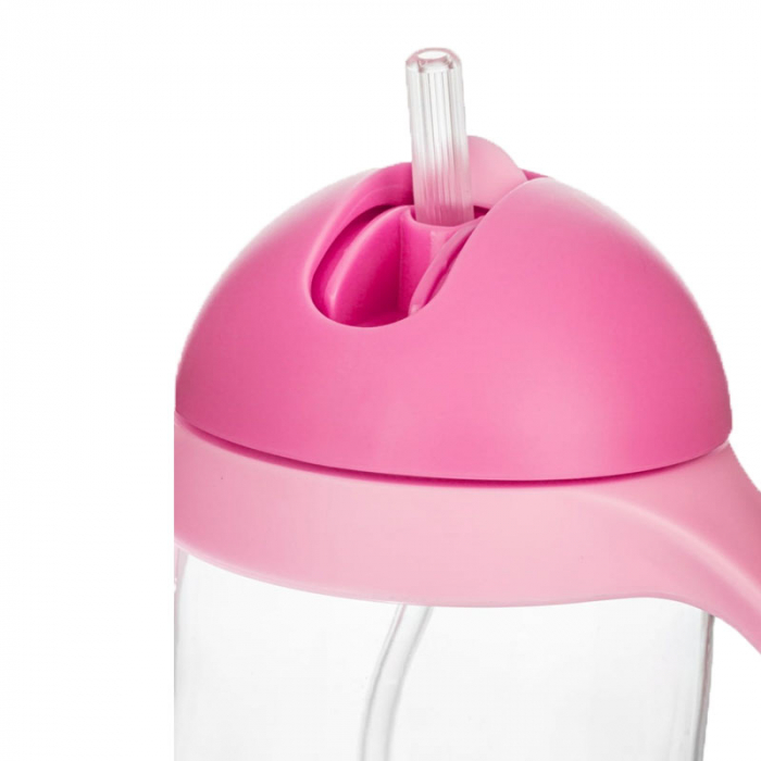 Cana cu pai din silicon si supapa mobila 300 ml 6 luni + Bocioland 175444, Roz [3]