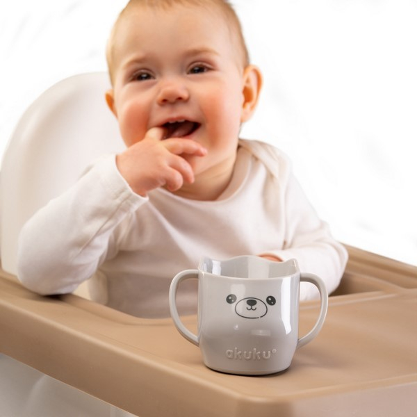 Cana ergonomica pentru copii, pentru a invata sa bea, 150 ml Akuku, A0695, Gri [6]