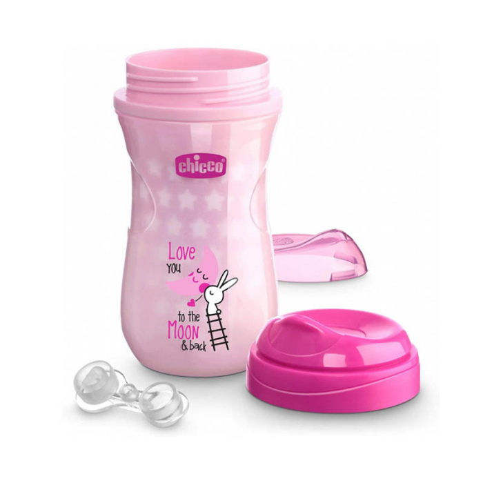 Cana izolatoare Shiny Cup Glow in The Dark Chicco 266 ml 121502, Roz [2]
