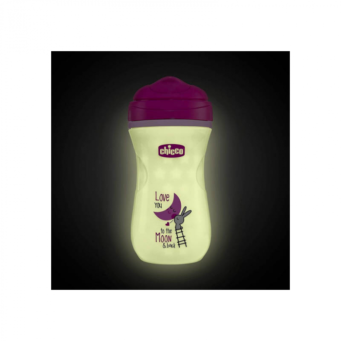 Cana izolatoare Shiny Cup Glow in The Dark Chicco 266 ml 121502, Roz [4]