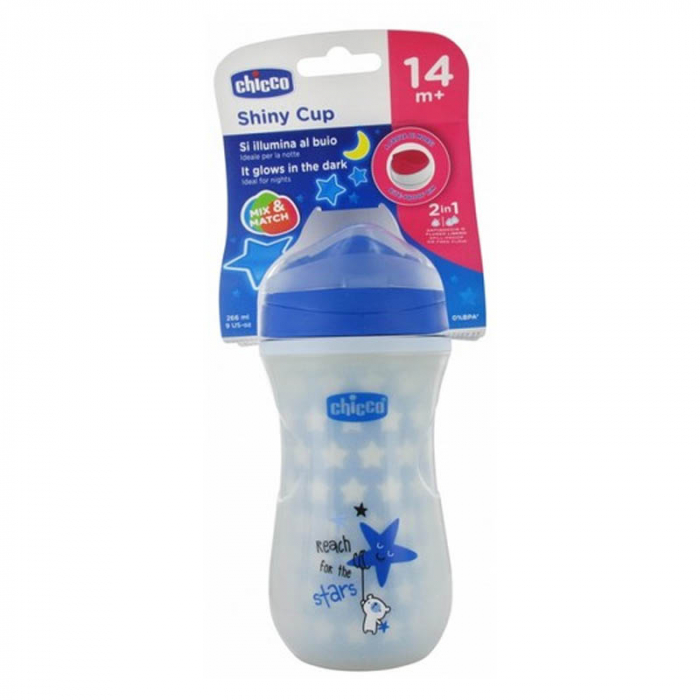 Cana izolatoare Shiny Cup Glow in The Dark Chicco 266 ml 121526, Albastru [4]