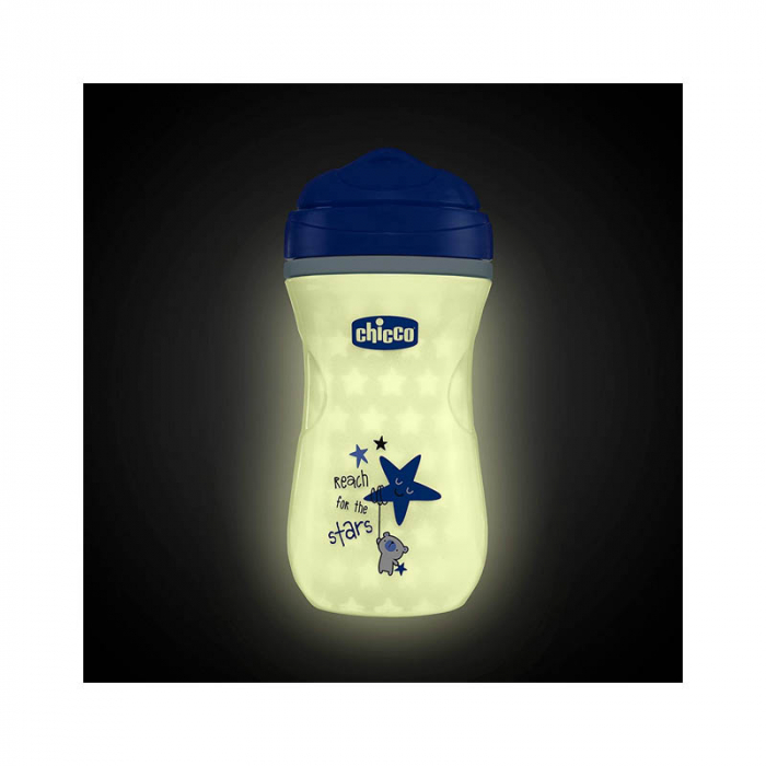 Cana izolatoare Shiny Cup Glow in The Dark Chicco 266 ml 121526, Albastru [3]