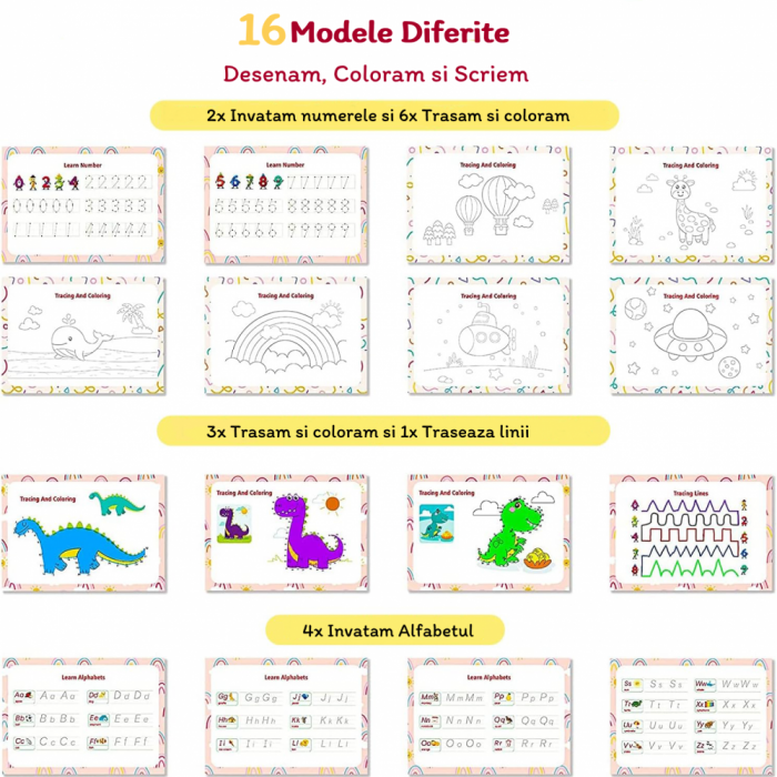 Carte Montessori RCO cu multiple activitati prescolare, stickere reutilizabile, in limba engleza, 32 de pagini, 3-6 ani, CC104 [2]