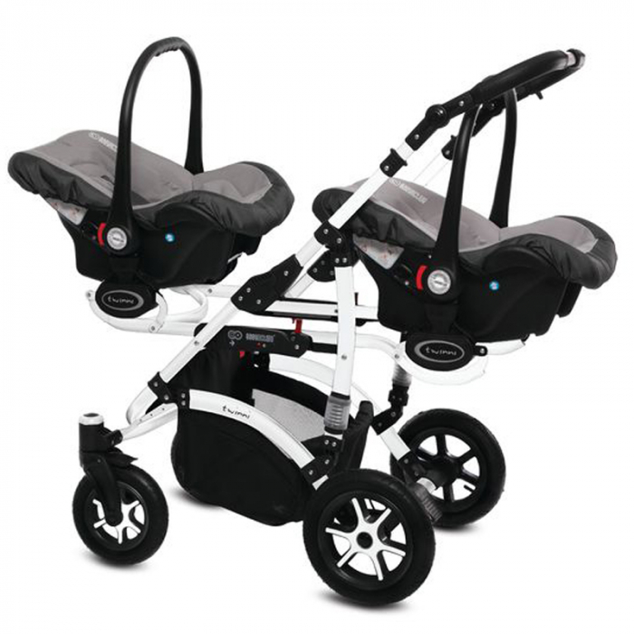 Carucior 3 in 1 pentru gemeni BabyActive Twinni TWTT-5, Gri [2]