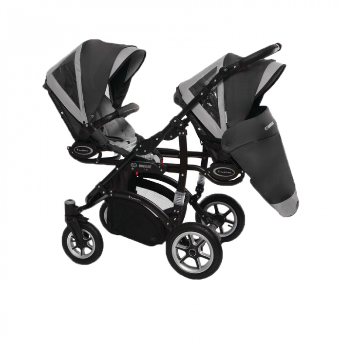 Carucior 3 in 1 pentru gemeni BabyActive Twinni CGBA-1G-1, Gri [2]