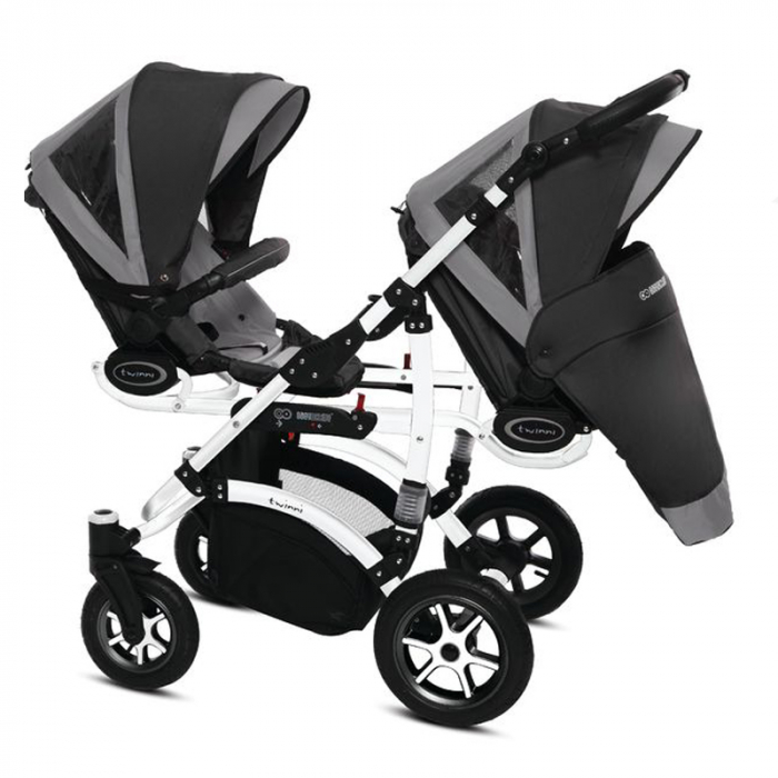 Carucior 3 in 1 pentru gemeni BabyActive Twinni TWTT-5, Gri [3]